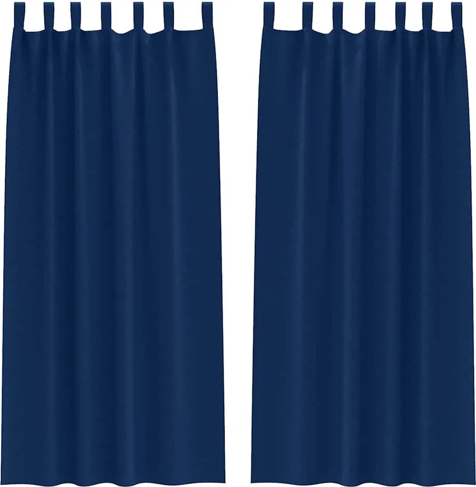 vidaXL Fekete Függöny Gyűrűkkel 2 pcs Sötét kék 225 x 140 cm