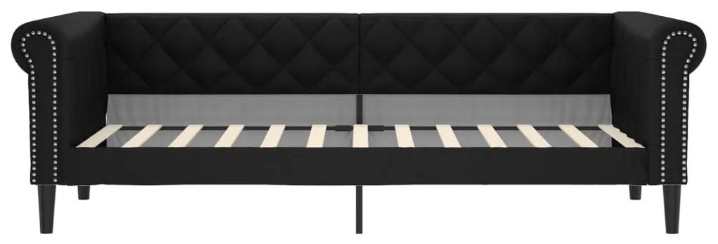 fekete kihúzható műbőr heverő 90 x 200 cm