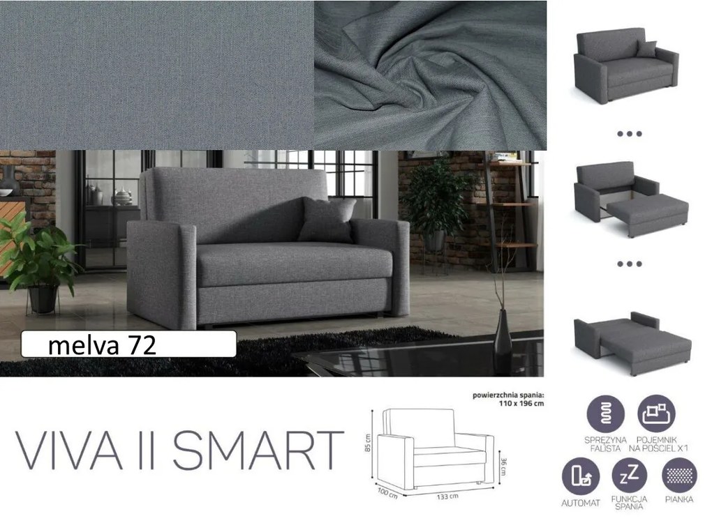 VIVA SMART II előre nyíló rugós, ágyneműtartós kanapé