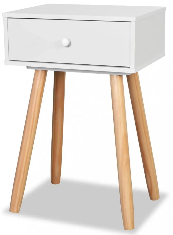 2 db fehér, tömör fenyőfa éjjeliszekrény 40 x 30 x 61 cm