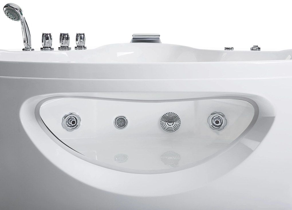 Fehér whirlpool masszázskád LED világítással 205 x 146 cm TOCOA Beliani