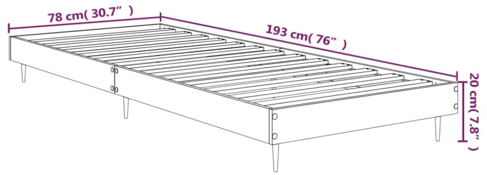 barna tölgy színű szerelt fa ágykeret matrac nélkül 75x190 cm