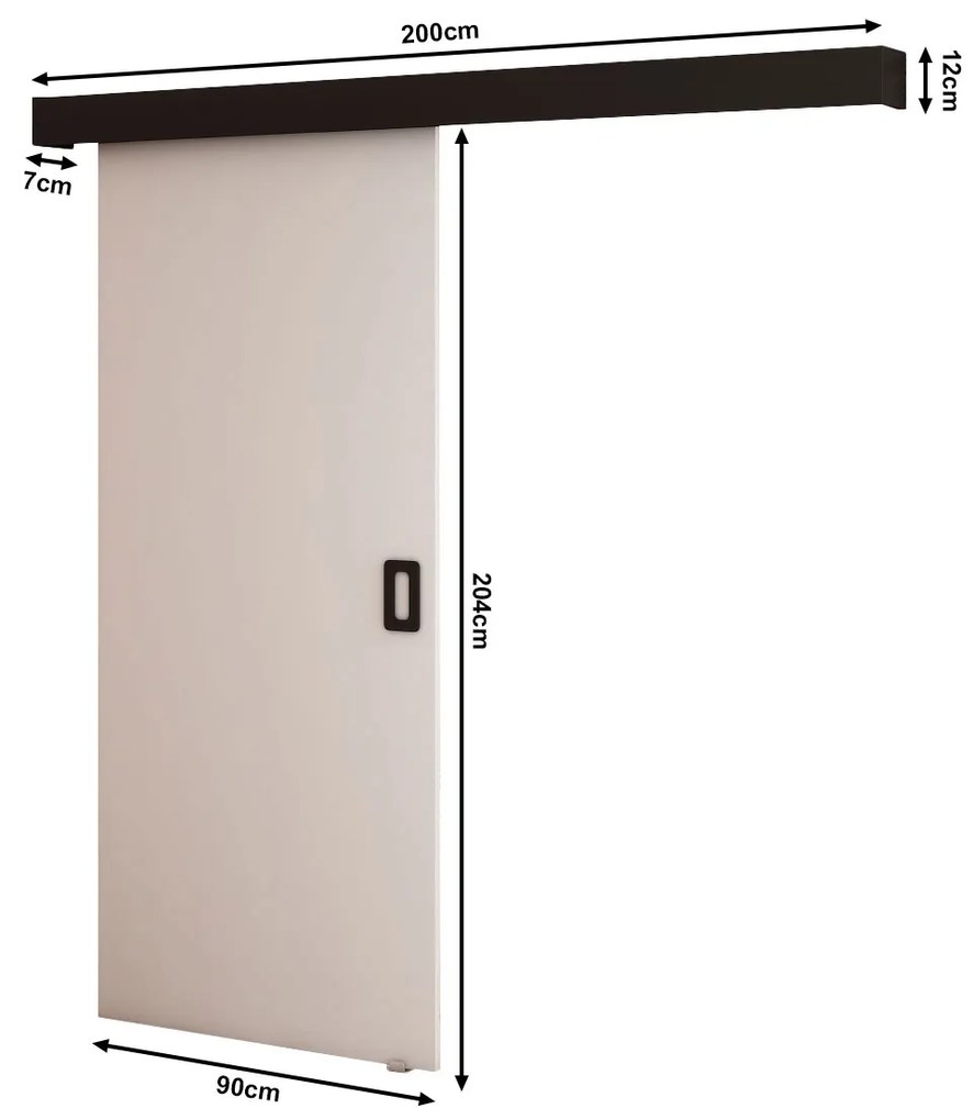 Tolóajtó 90 cm Bethany I (matt fehér + matt fekete). 1043487