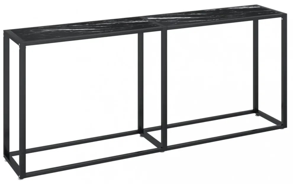 fekete márványszínű edzett üveg tálalóasztal 180 x 35 x 75,5 cm