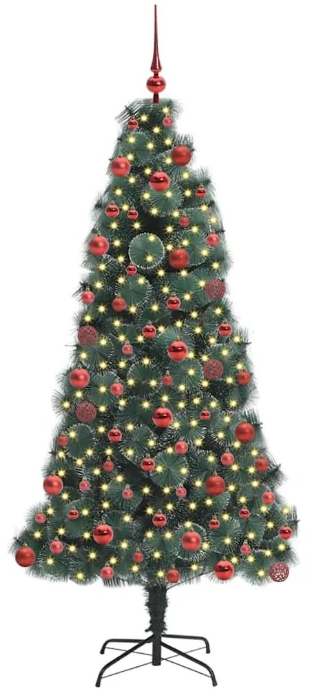 Műanyag Elővilágított Karácsonyfa Gömbös Szettel Zöld 180 cm