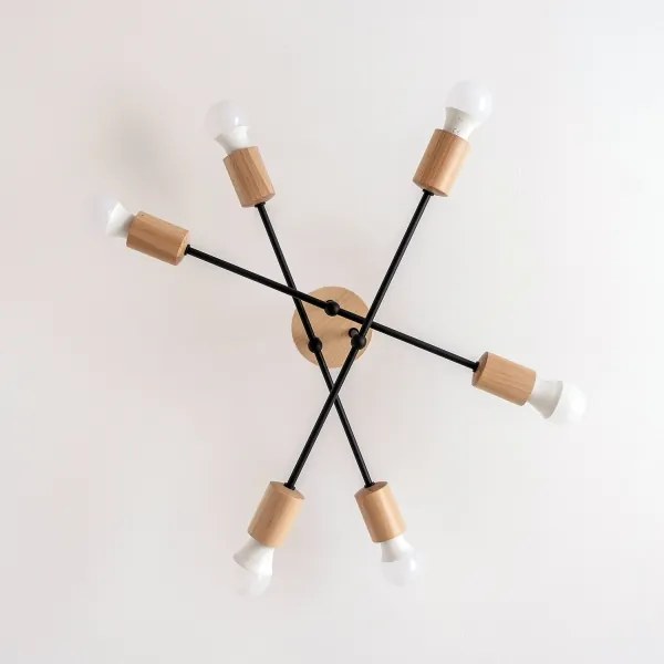 Plafonra szerelhető CAMBRIDGE csillár 6xE27/15W/230V fenyő