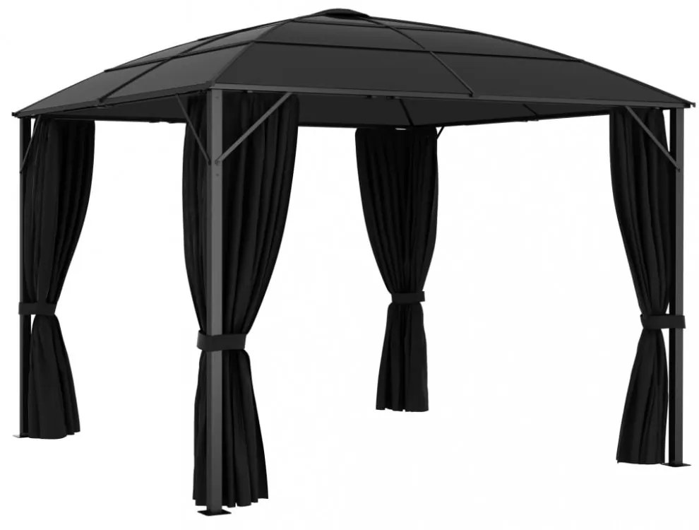 antracitszürke pavilon függönyökkel 300 x 300 x 265 cm