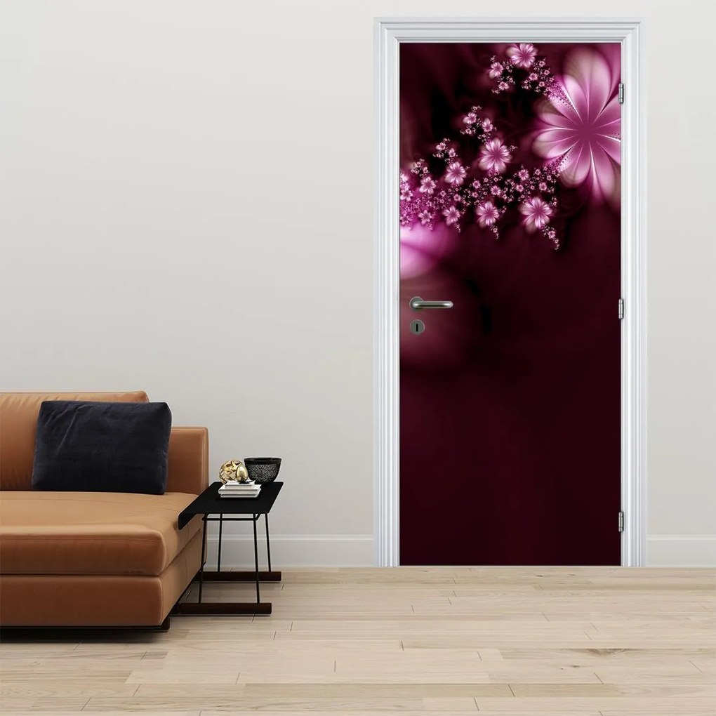 Fotótapéta ajtóra - Absztrakció, virágok (95x205cm)