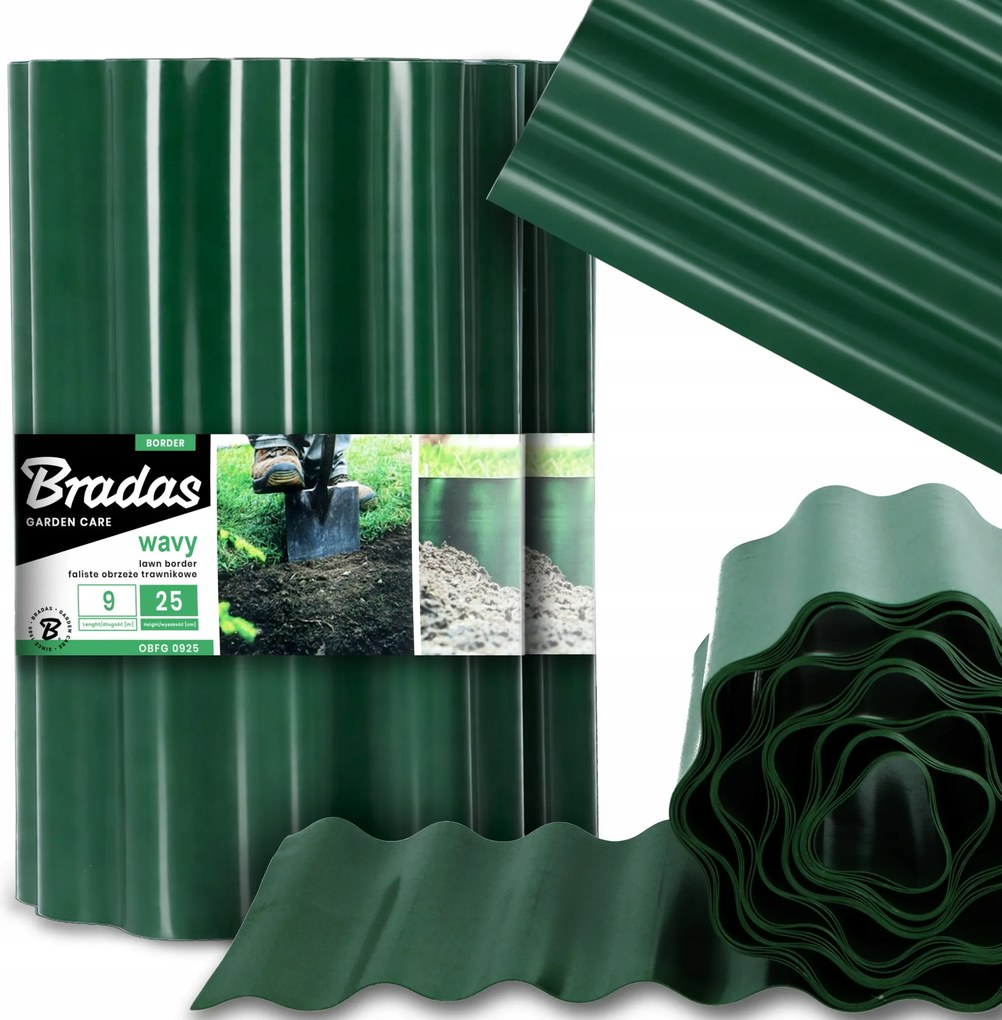 Kerti Gyepszegély 25 cm 18 m Hullámos Műanyag Rugalmas Us-p