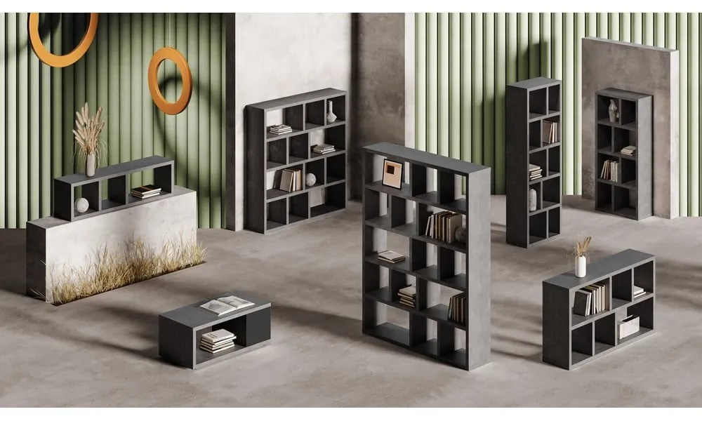 Szürke könyvespolc beton dekorral 150x159 cm Berlin – TemaHome