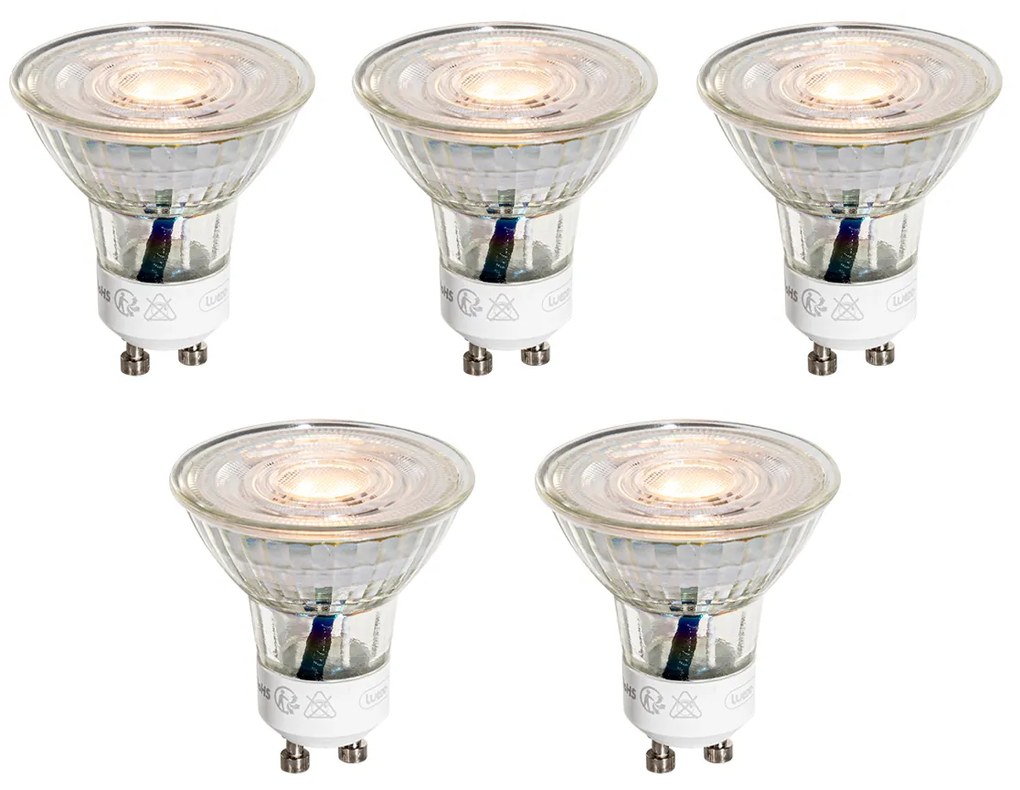 5 db-os GU10 50 mm-es átlátszó LED izzó készlet 3W 200 lm 2200K