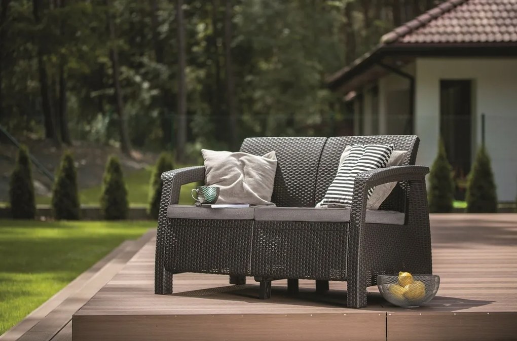 Keter Corfu kerti kanapé 128 x 70 x 79 cm, grafit