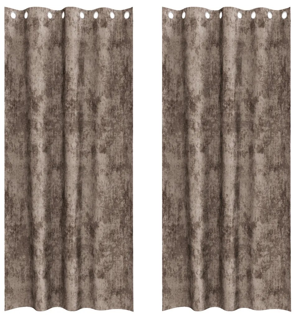 Bársony Függönyök 2 db Szemfüggönyökkel Kávé 225x140 cm