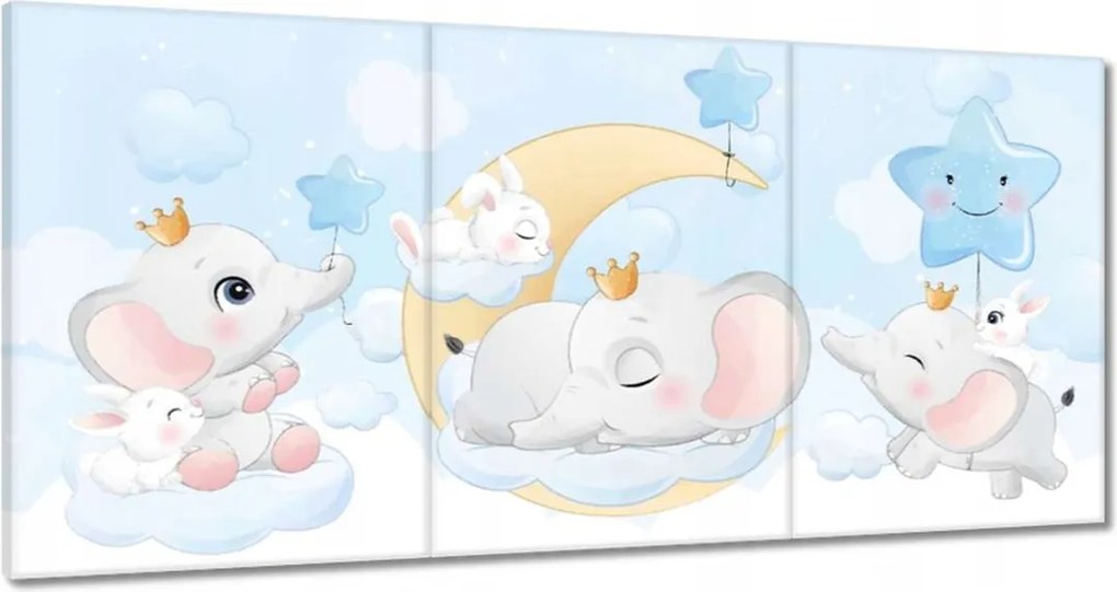 Vászonkép 120x60 Elefánt és nyúl család