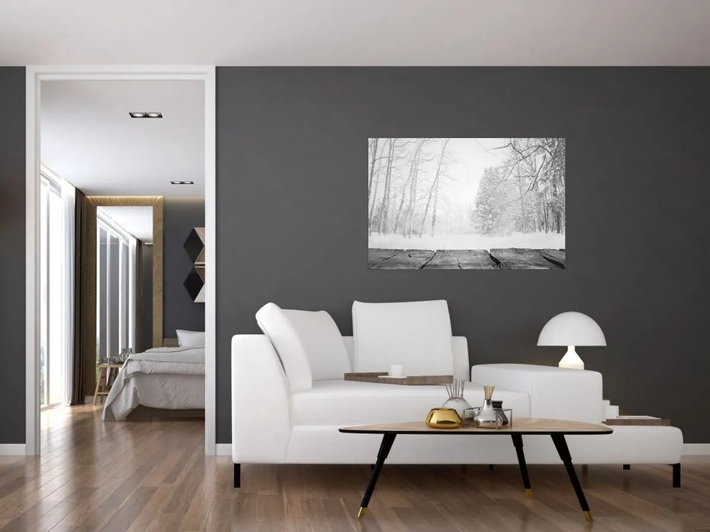 Kép - Fából készült móló télen (90x60 cm)