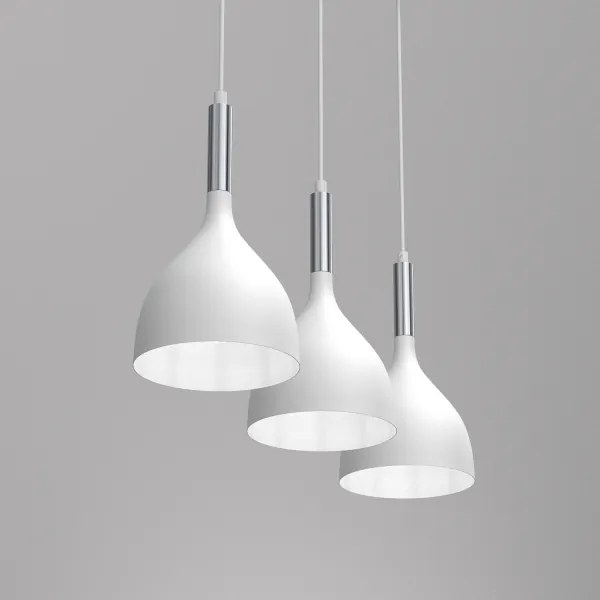 Csillár zsinóron NOAK 3xE27/15W/230V fehér/króm