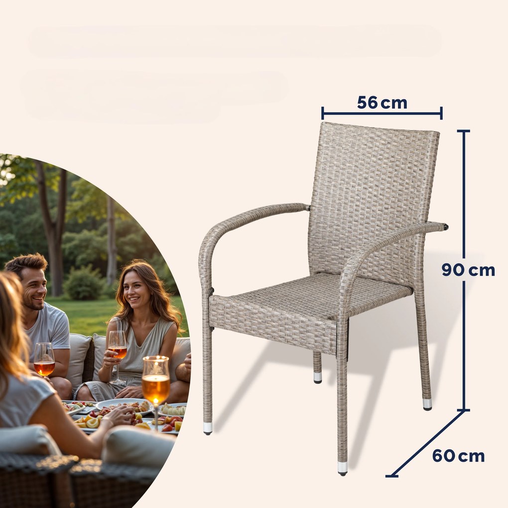 Deuba Comfort polyrattan székek 4 db - krémszínű