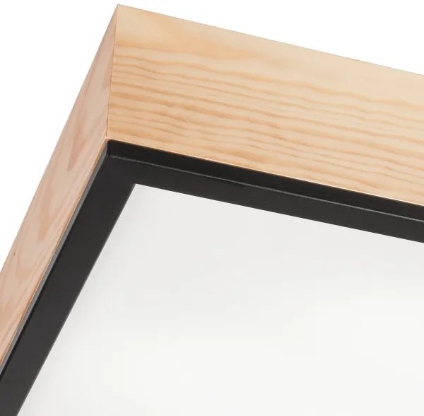 Mennyezeti lámpa NATURAL SQUARE 4xE27/15W/230V 48x48 cm fenyő/fekete