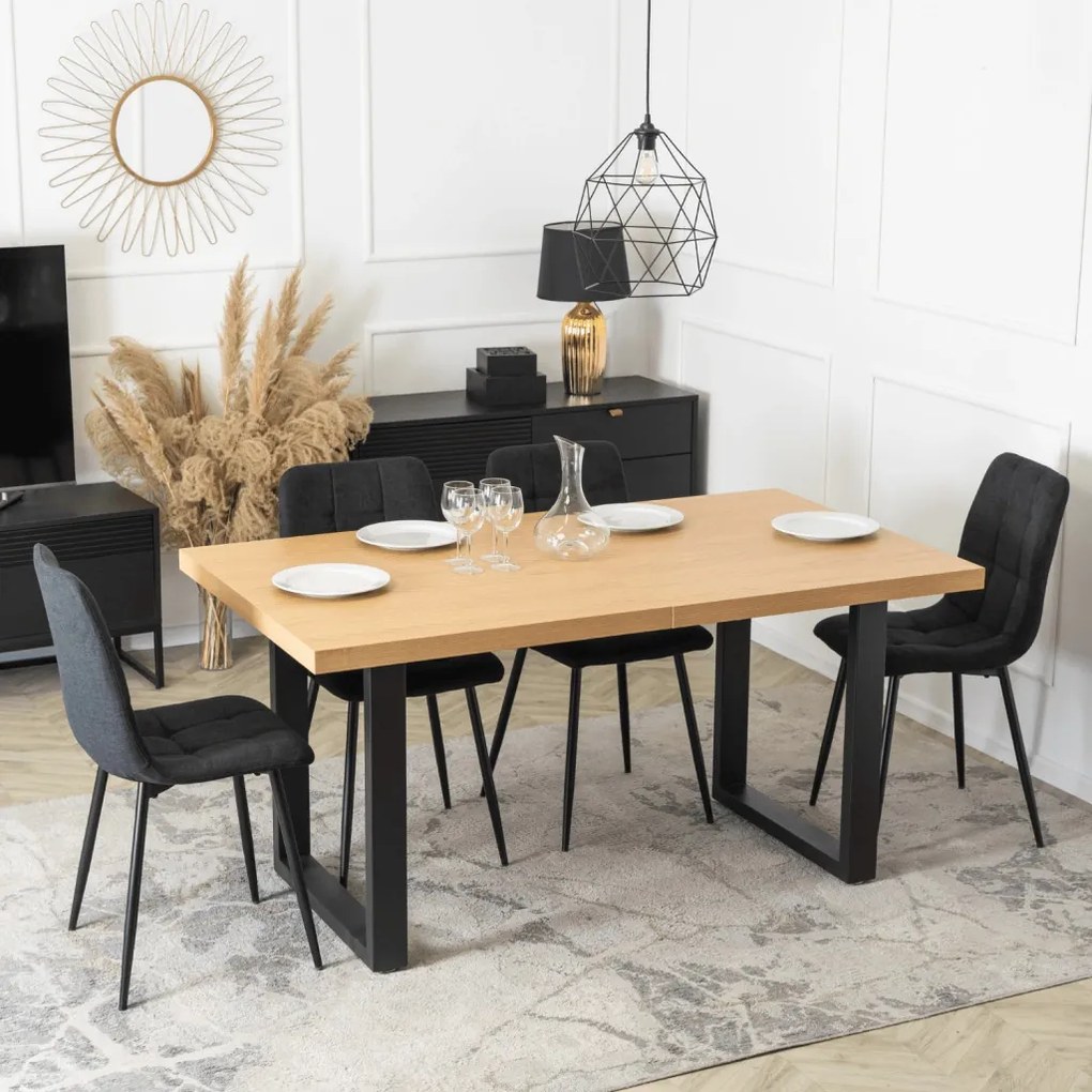 Bővíthető Étkezőasztal Aranytölgy/Fekete Színben. EDWIN 160-260 cm