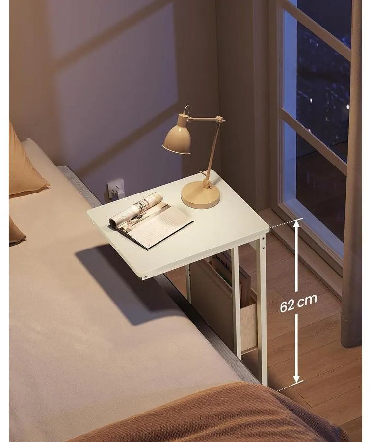 Oldalasztal, éjjeliszekrény beépített elosztóval krémfehér színben