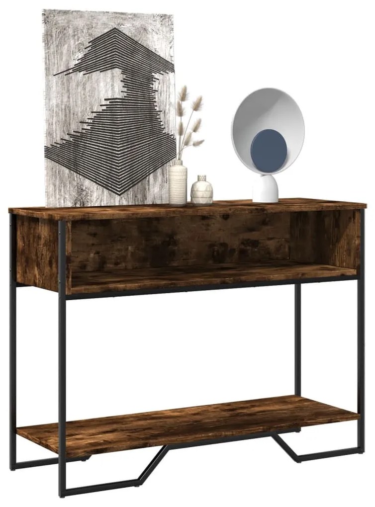 füstös tölgy színű szerelt fa tálalóasztal 100x35x74,5 cm