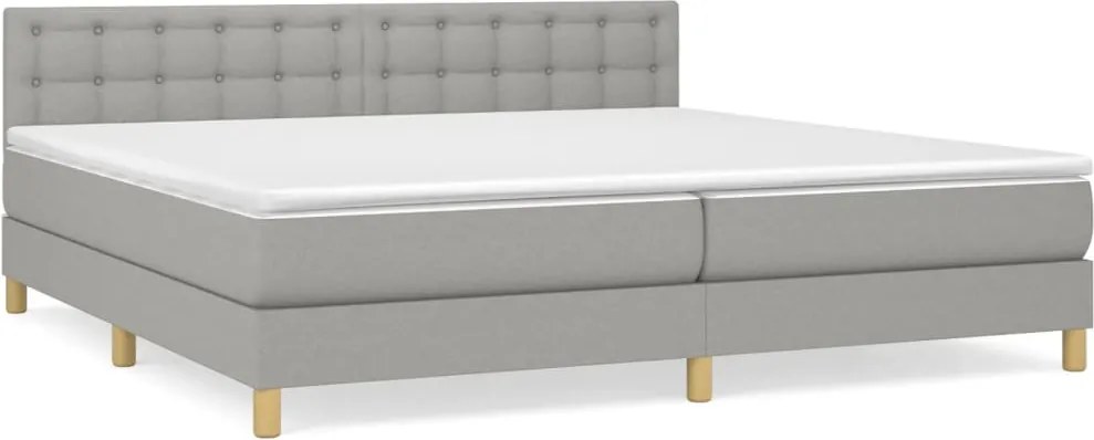 vidaXL világosszürke szövet rugós ágy matraccal 200 x 200 cm