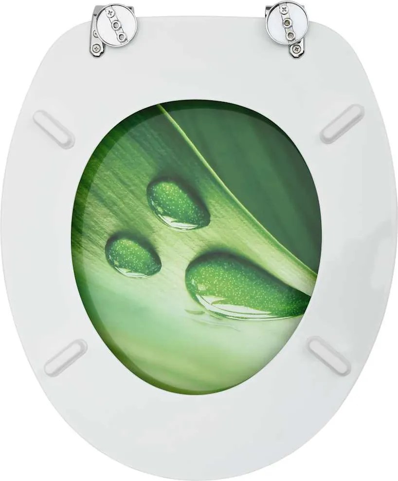 2 db zöld vízcseppmintás MDF WC-ülőke fedéllel