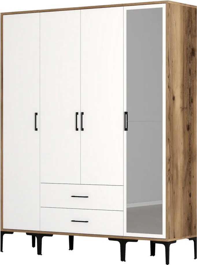 Kumsal gardróbszekrény, dió-fehér, 160 cm – TR845HCT5495