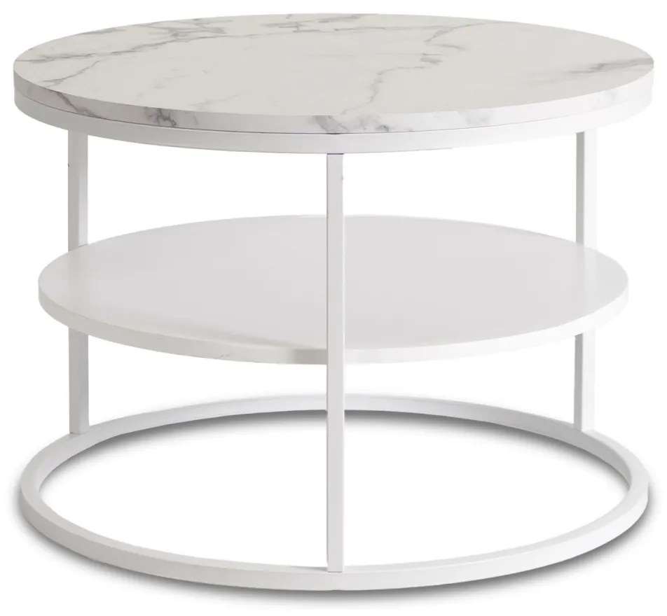 Fehér Márvány Mintázatú Dohányzóasztal. MDF. BEST