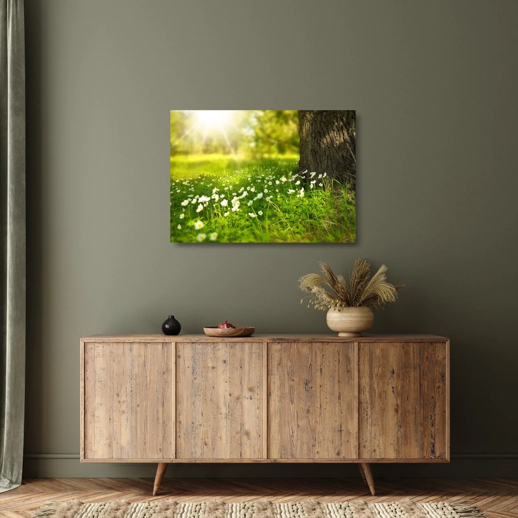 Tisztás és a virágok képe (üvegen) (70x50 cm)