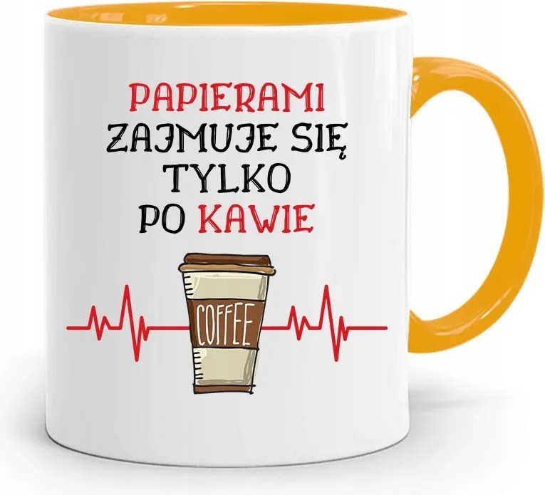 Sárga Bögre Ajándék Titkárnőnek Csak Kávé Után, fényképes nyomattal