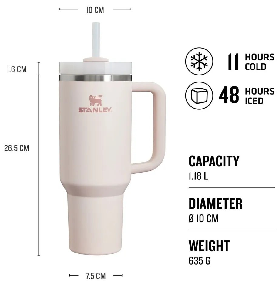 Világos rózsaszín termosz 1,18 l Quencher H2.O FlowState – Stanley