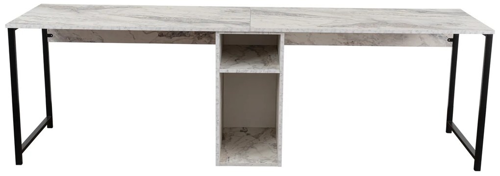 Íróasztal Twin Study Desk - Freesia Marble, Fekete