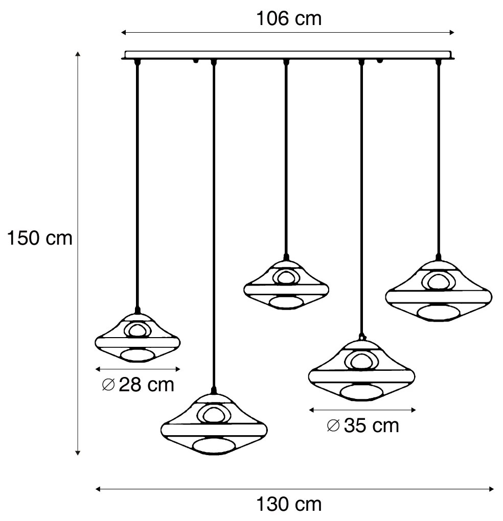 Design függőlámpa fekete füstüveggel, 5-ös - Gus