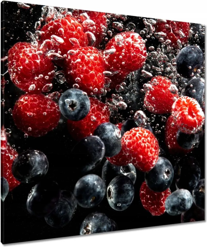 Vászonkép 90x90 Áfonya és málna víz