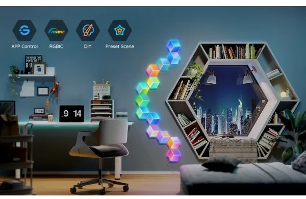 Govee - KÉSZLET 10x LED Lámpa Glide Hexa Pro LED Smart RGBIC Wi-Fi