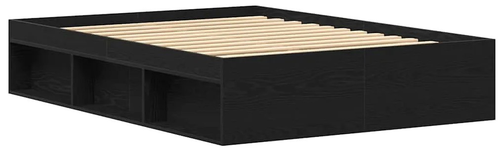 fekete tölgy színű szerelt fa ágykeret matrac nélkül 120x200 cm