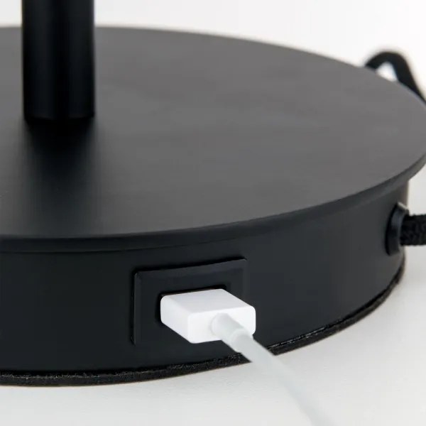 Orion LA 4-1205/1 - Asztali lámpa USB porttal LUDWIG 1xE27/40W/230V fekete