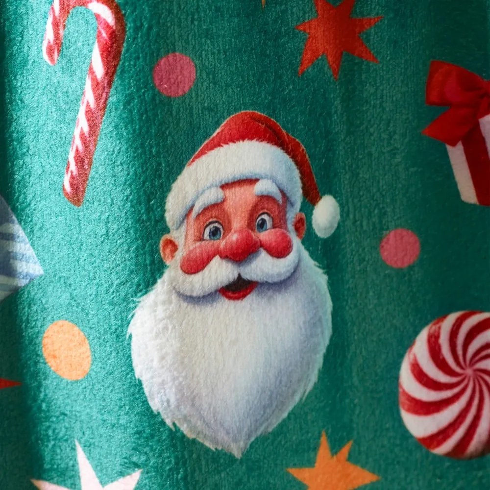 Zöld mikroplüss takaró karácsonyi mintával 130x170 cm Christmas Icons – Catherine Lansfield