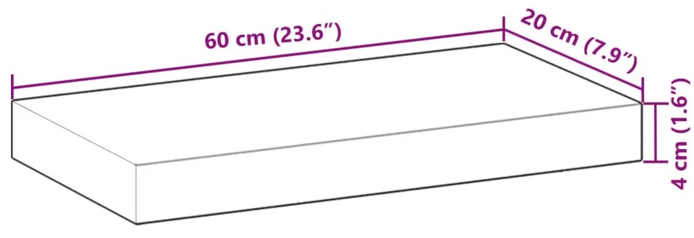 olajbevonatú tömör akácfa függőpolc 60 x 20 x 4 cm