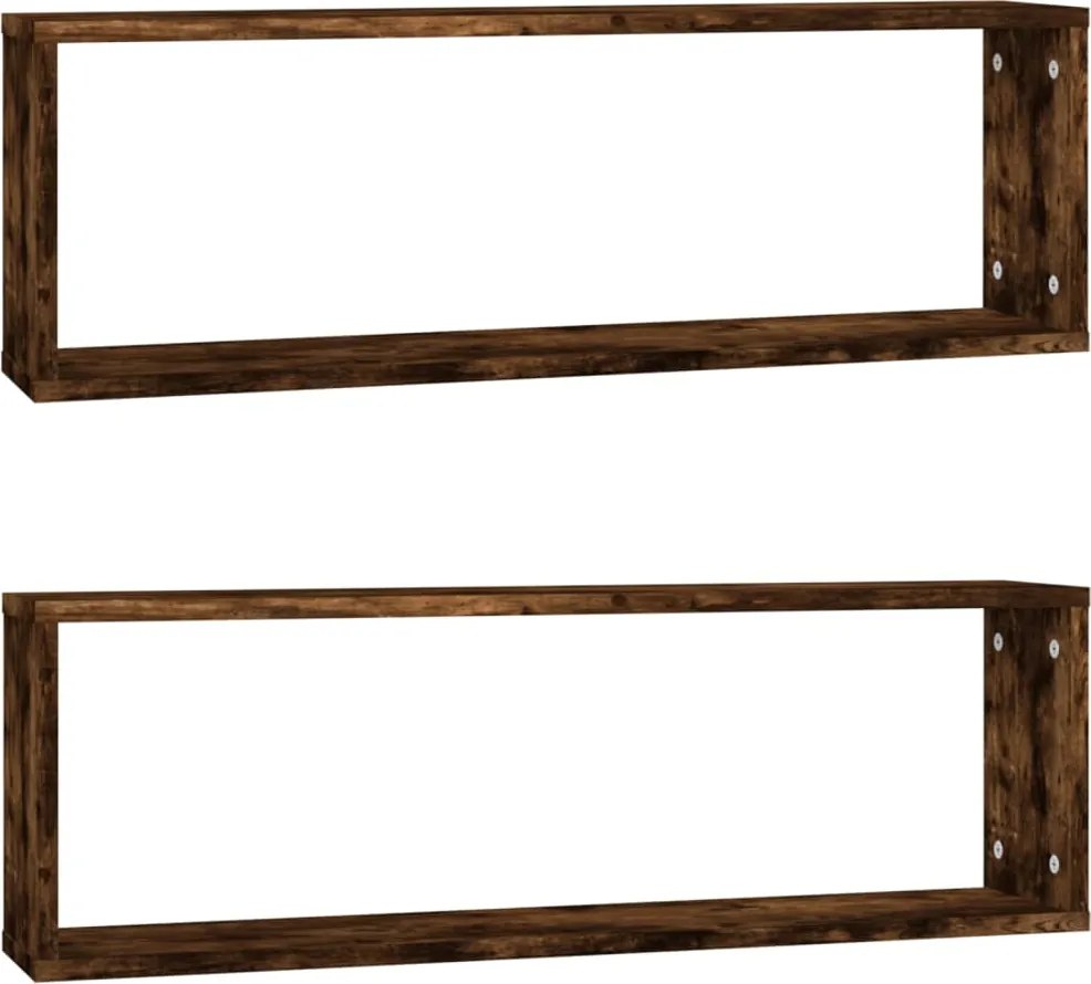 vidaXL 2 db füstös tölgy színű szerelt fa fali kockapolc 80x15x26,5 cm
