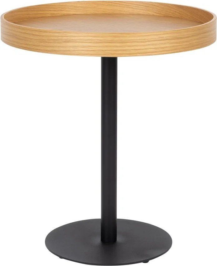 Kerek tárolóasztal tölgyfa dekoros asztallappal ø 40 cm Yuri S – White Label