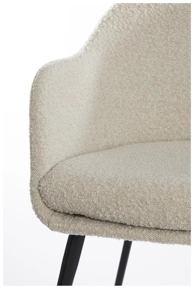 Krémszínű kárpitozott karfás étkezőfotel Leone – Light &amp; Living