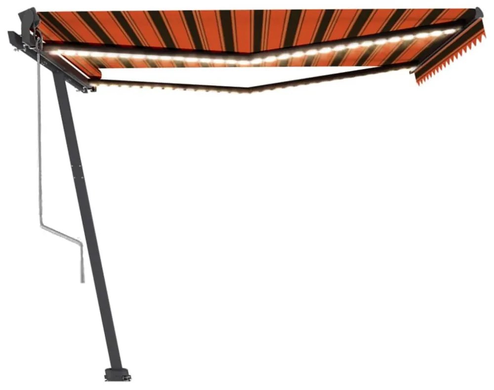 narancssárga-barna szélérzékelős és LED-es napellenző 450x350cm