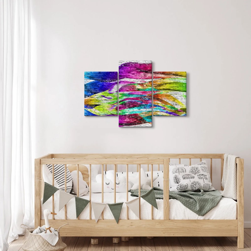 Kép - Téglafal színes lángokkal (90x60 cm)