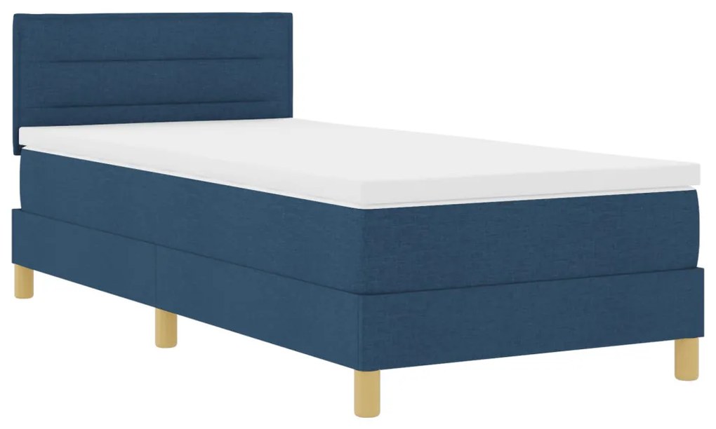 Box Spring Ágy Matrával & LED Kék 90x190 cm Szövet