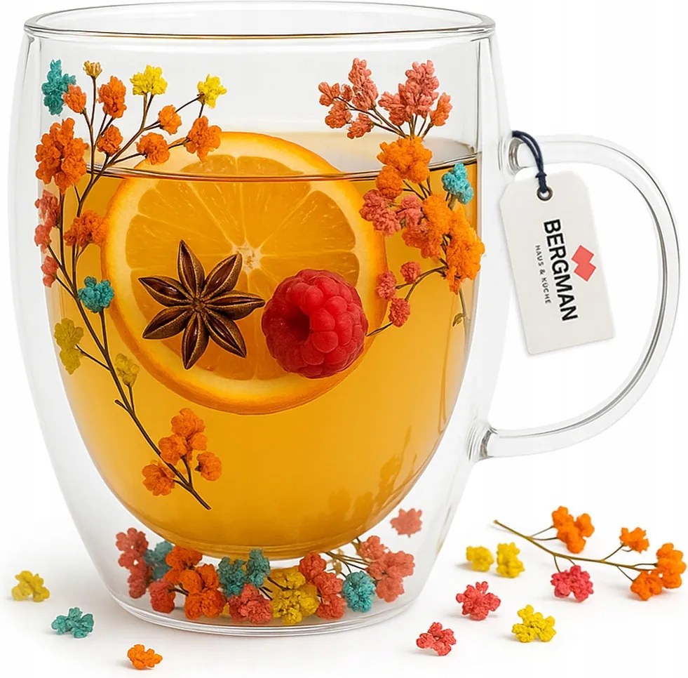 Thermo Kávés Pohár Latte Tea Virágok Dupla Aljú 350 ml