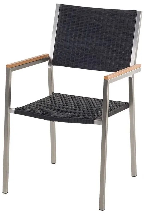 Kerti étkező szett Grosso (fekete) (üveglappal 220x100 cm) (rattan szék). 1011751