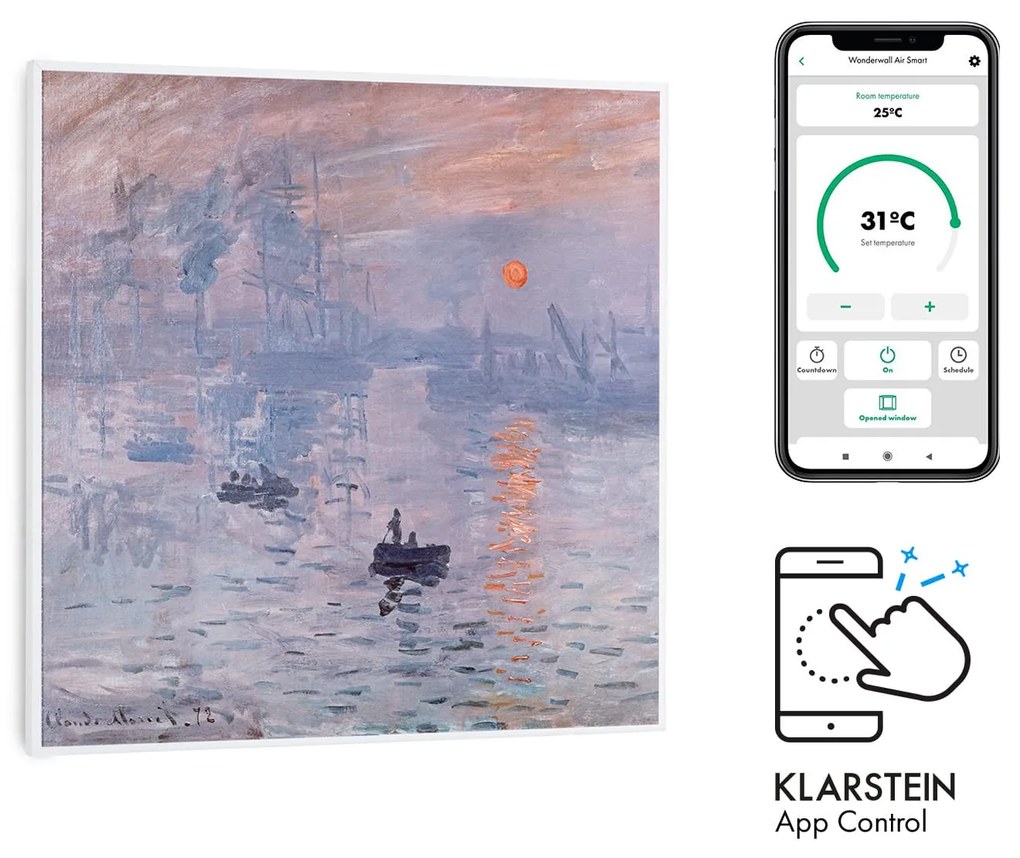 Klarstein Wonderwall Air Art Smart, infravörös hősugárzó, 60 x 60 cm, 350 W, alkalmazás, hegyi út