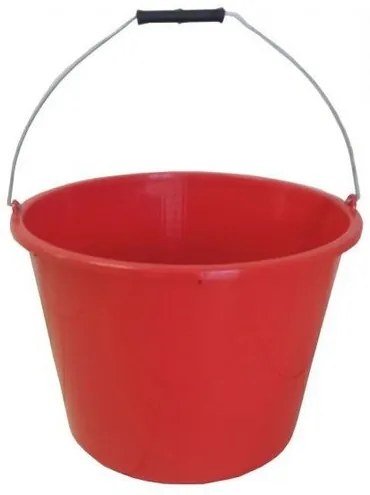 Műanyag vödör gyűrődéssel, 20 l, átmérő 38 xmagasság 28 cm , piros